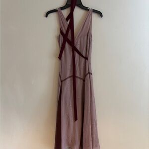 BCBGMaxAzria Mauve and Burgundy Backless Dress